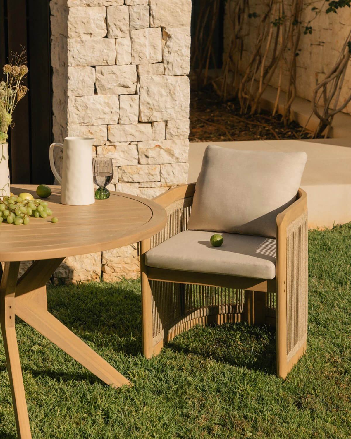 Mirla - Pack 4 Sillas de Exterior de Madera de Acacia con Cojines Mirla