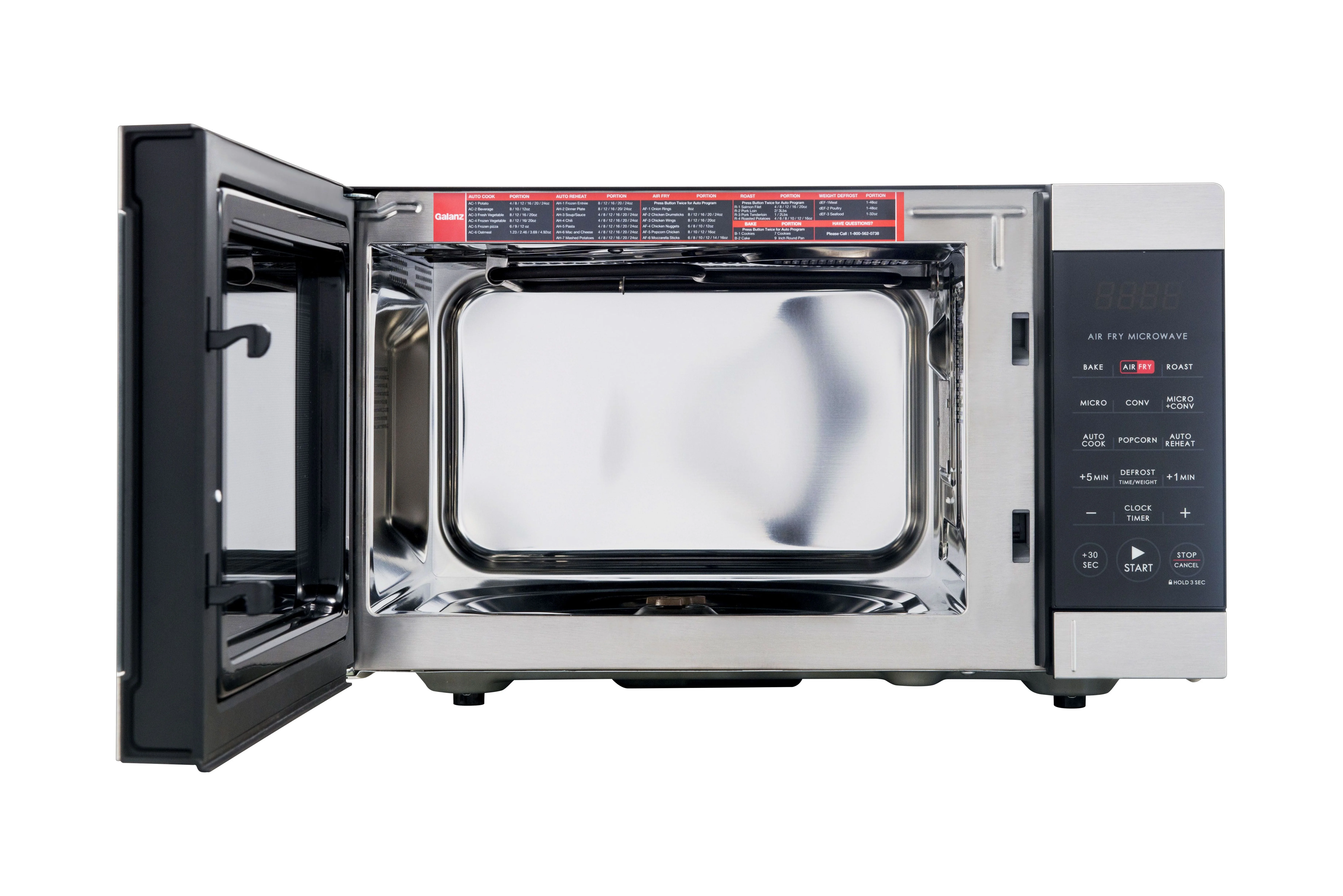 Galanz 0.9 cu ft Air Fry Countertop Microwave, 900 Watts, Stainless Steel, New