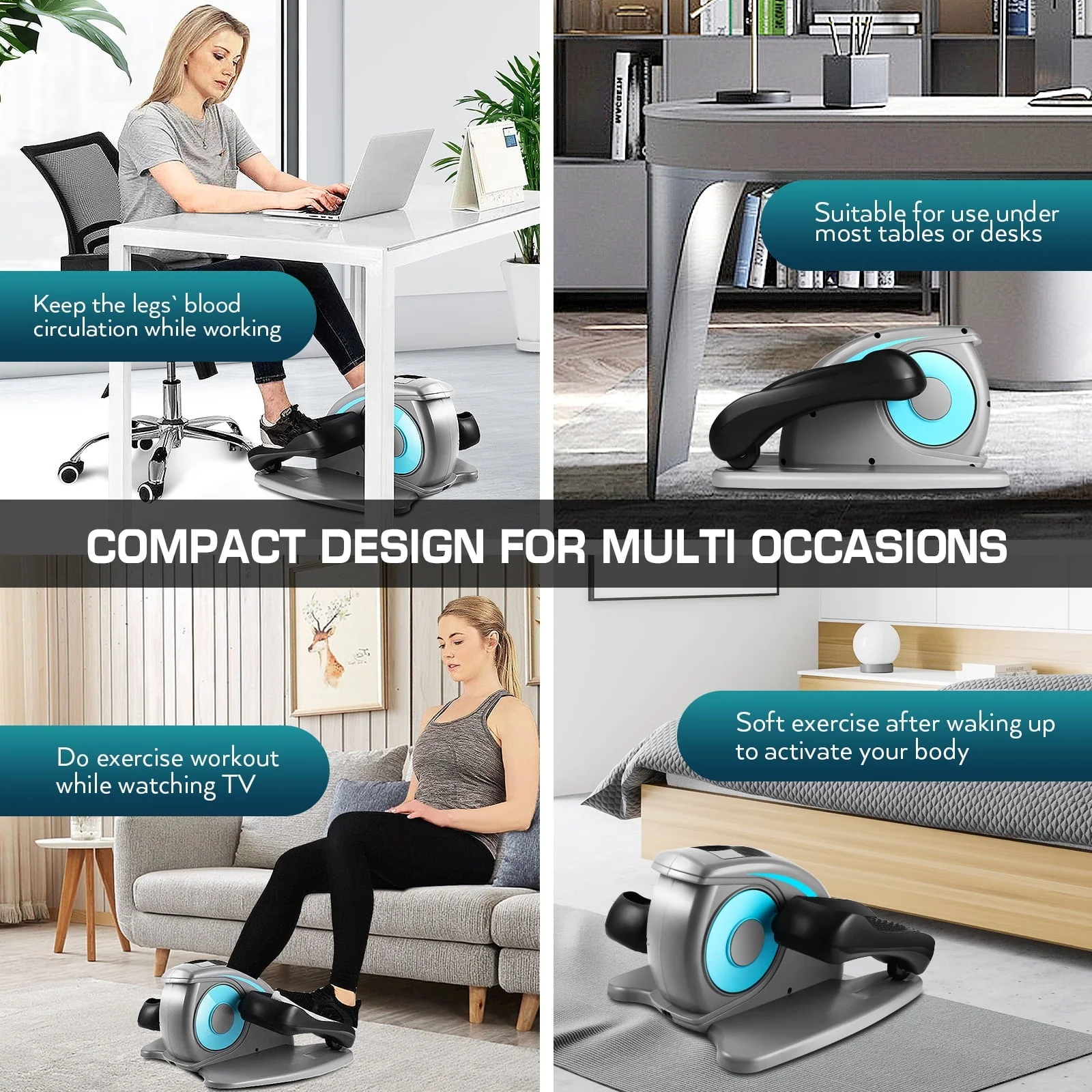 Desk Elliptical Machine for Home Office, Electric Desk Elliptical Trainer with Display Monitor Quiet Compact Pedal Exerciser Gifts for Caring Parents Image 9