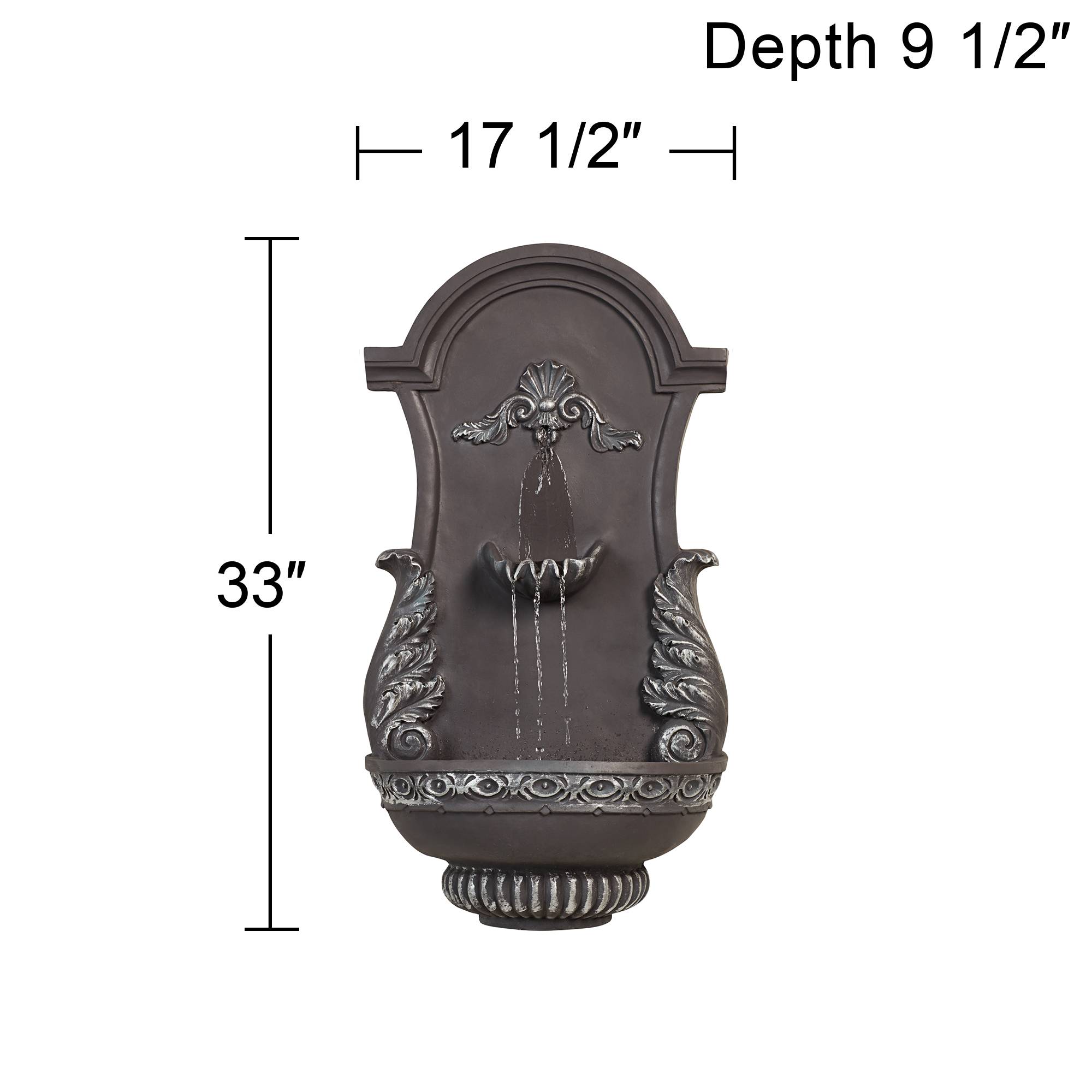 San Pablo Ornate 33" High Large Italian Indoor Outdoor Decor Gray Resin Wall Fountain Outside Garden Patio - Image 7