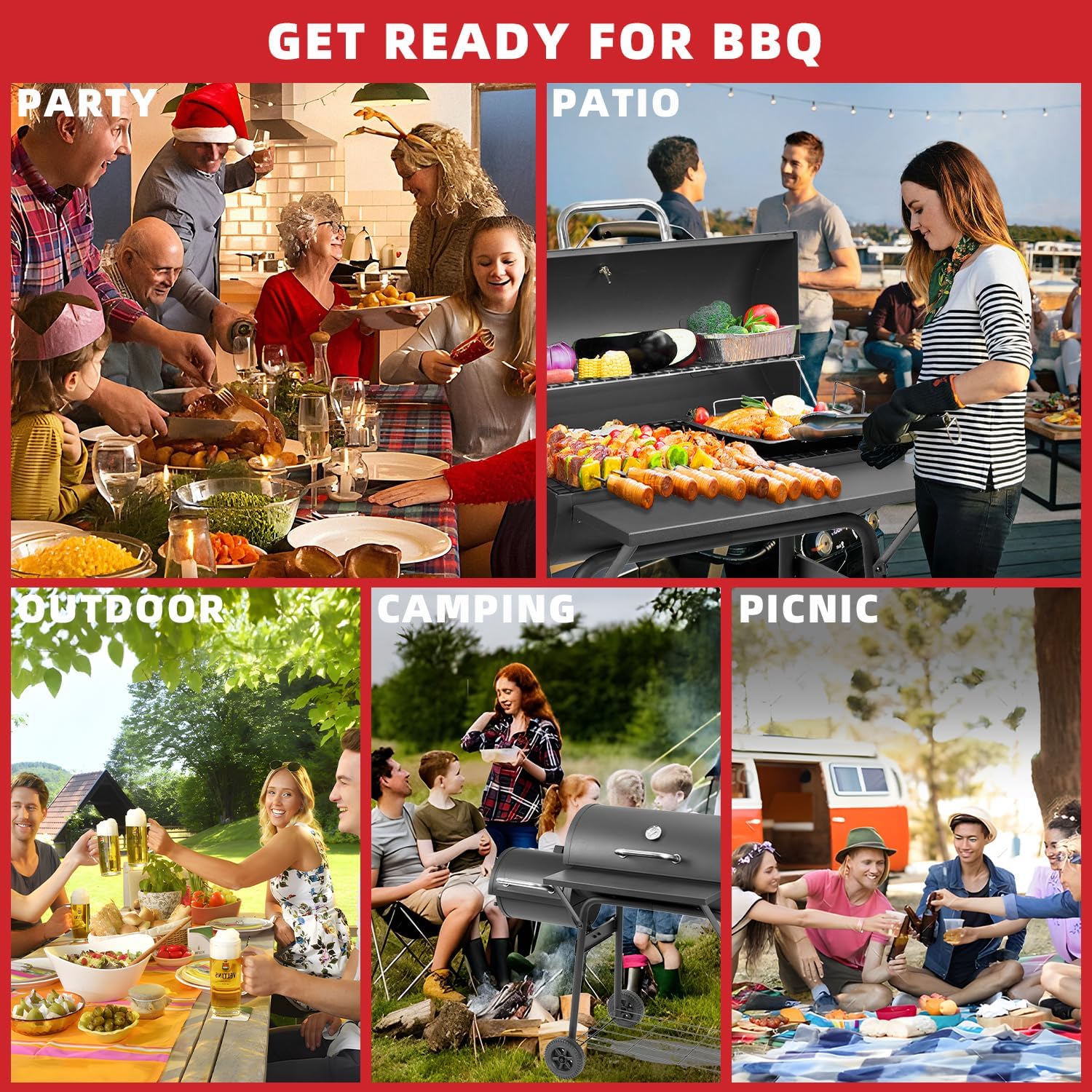 Kendane Barrel Charcoal Grill with offset smoker