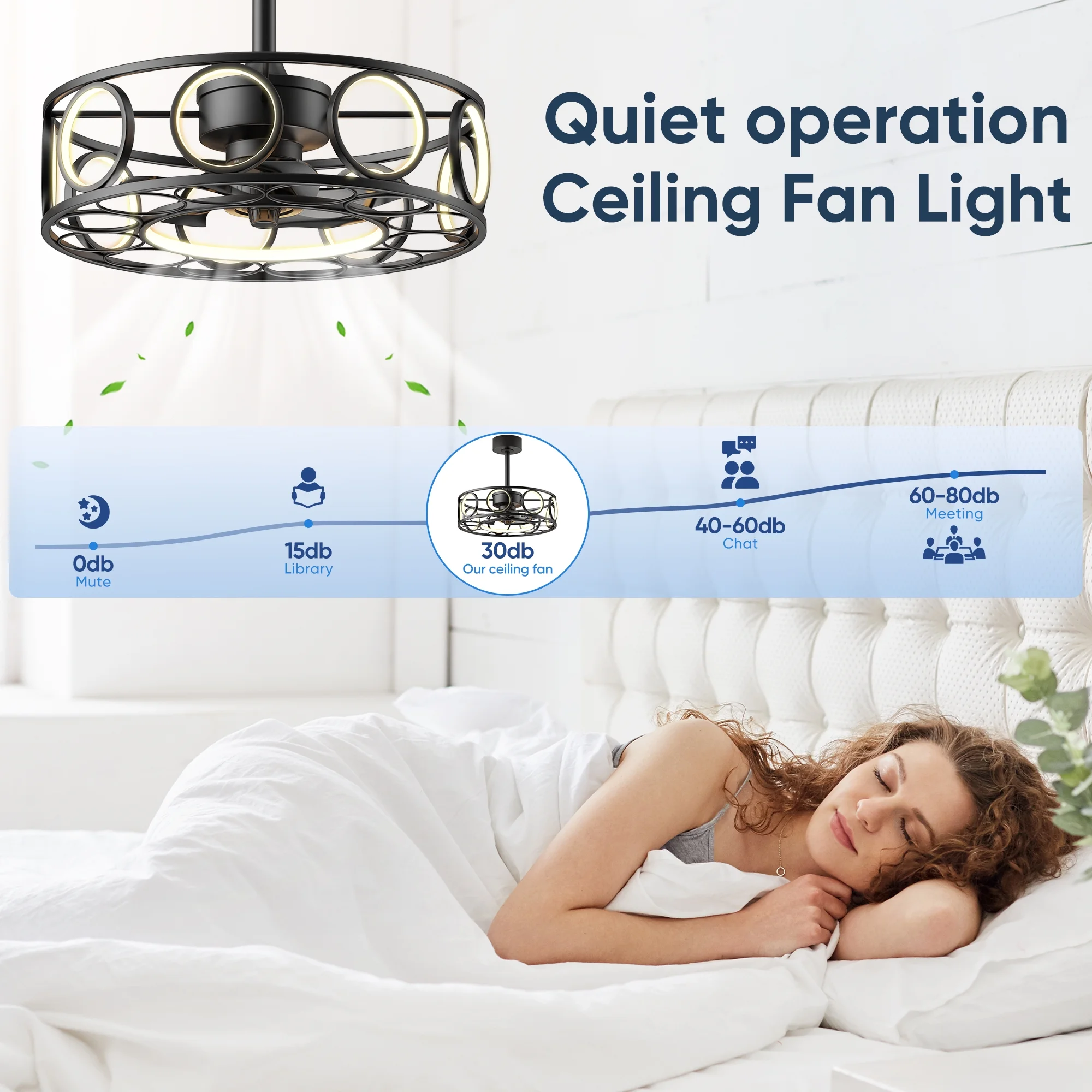 19.7" Caged Ceiling Fan with Light Remote Control, Black Modern 3 Color Temperature Pendant Light for Home & Kitchen