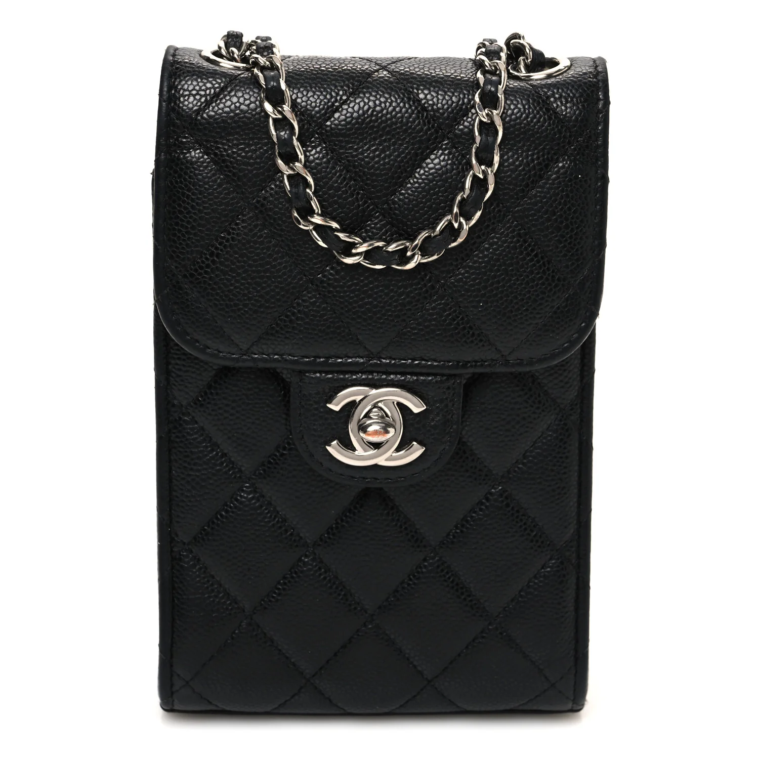 Caviar Quilted Classic Phone Holder Black