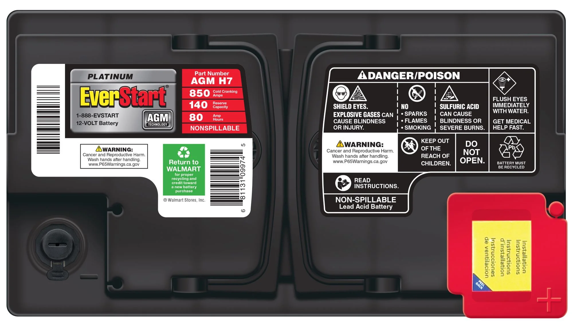 Platinum BOXED AGM Automotive Battery, Group Size H7 / LN4 / 94R 12 Volt, 850 CCA - Image 7