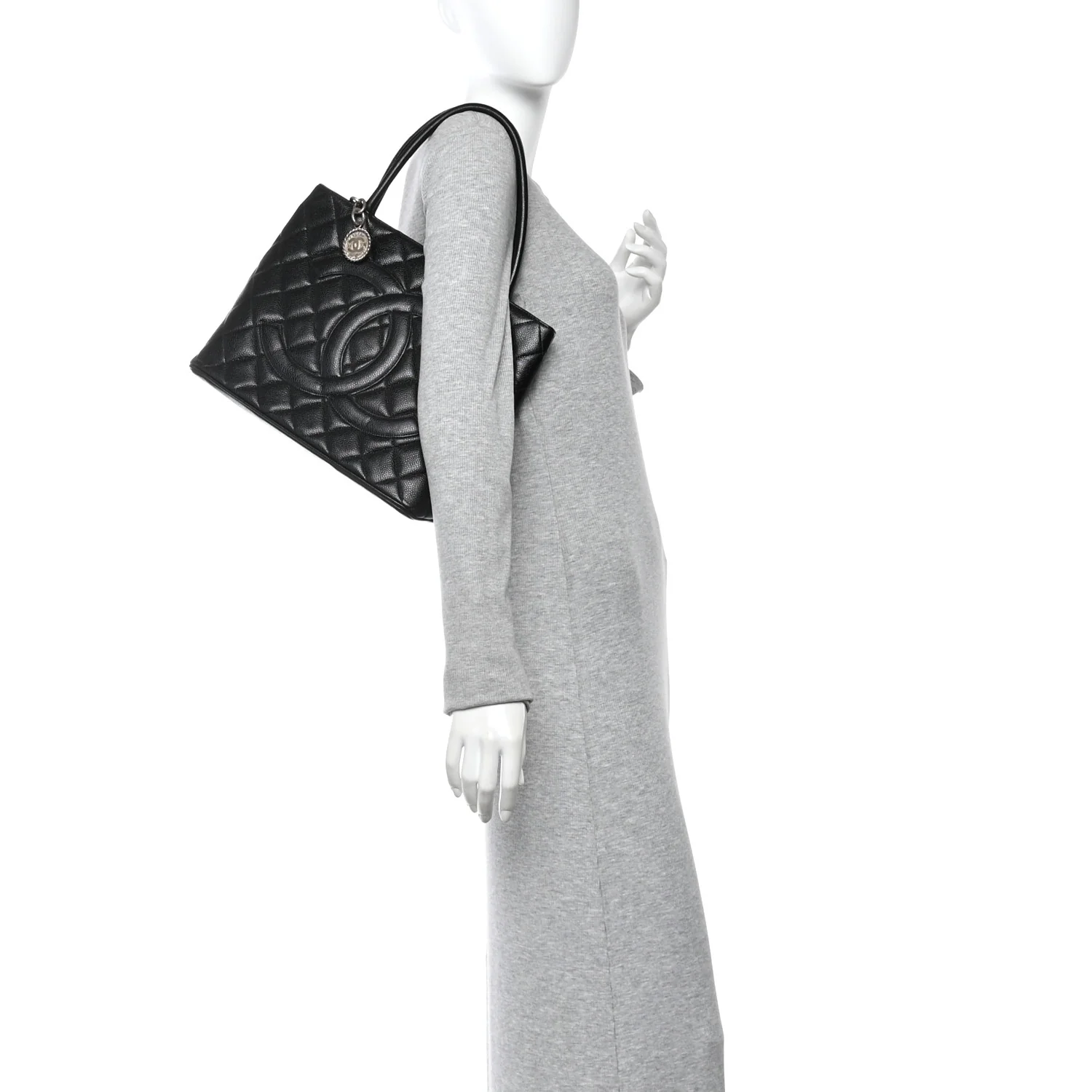 Caviar Quilted Medallion Tote Black