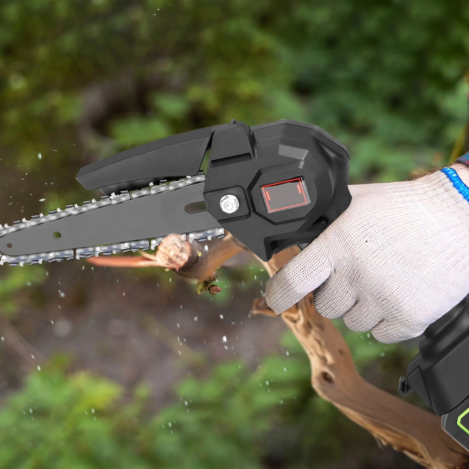 2 in 1 Cordless Pole Saw Electric Mini Chainsaw Length Adjustable Chain Saw with 2Pcs 3000mAh Batteries 4in/6in Chains for Tree Trimming, Black - Image 10