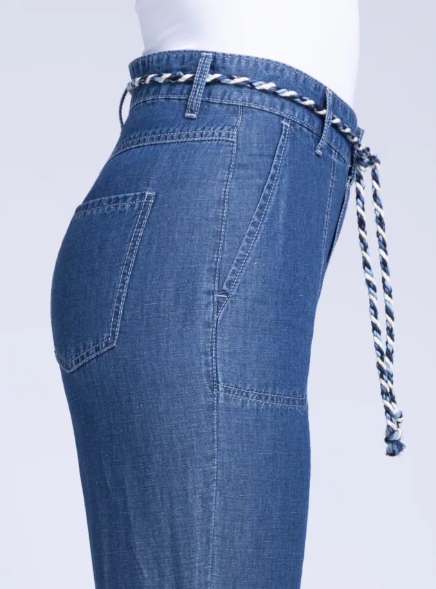 Pantalon fluide 7/8 ème bleu indigo