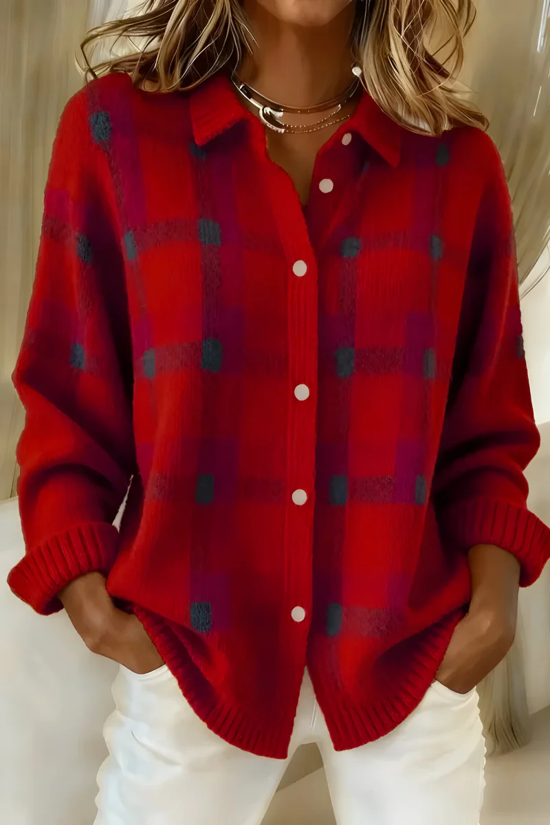Anna™ | Cardigan en Tricot Doux à Carreaux