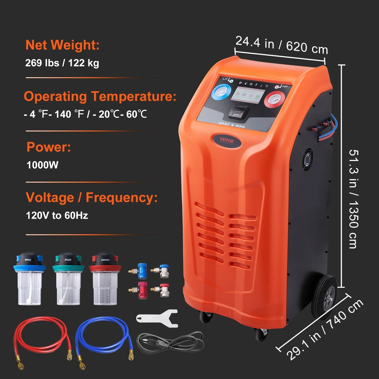 Refrigerant Recovery Recharge Machine Fully Automatic for R134a R1234yf Image 7
