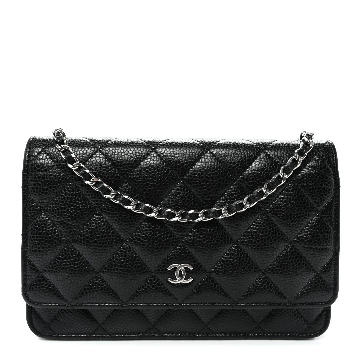 Caviar Quilted Wallet on Chain WOC Black