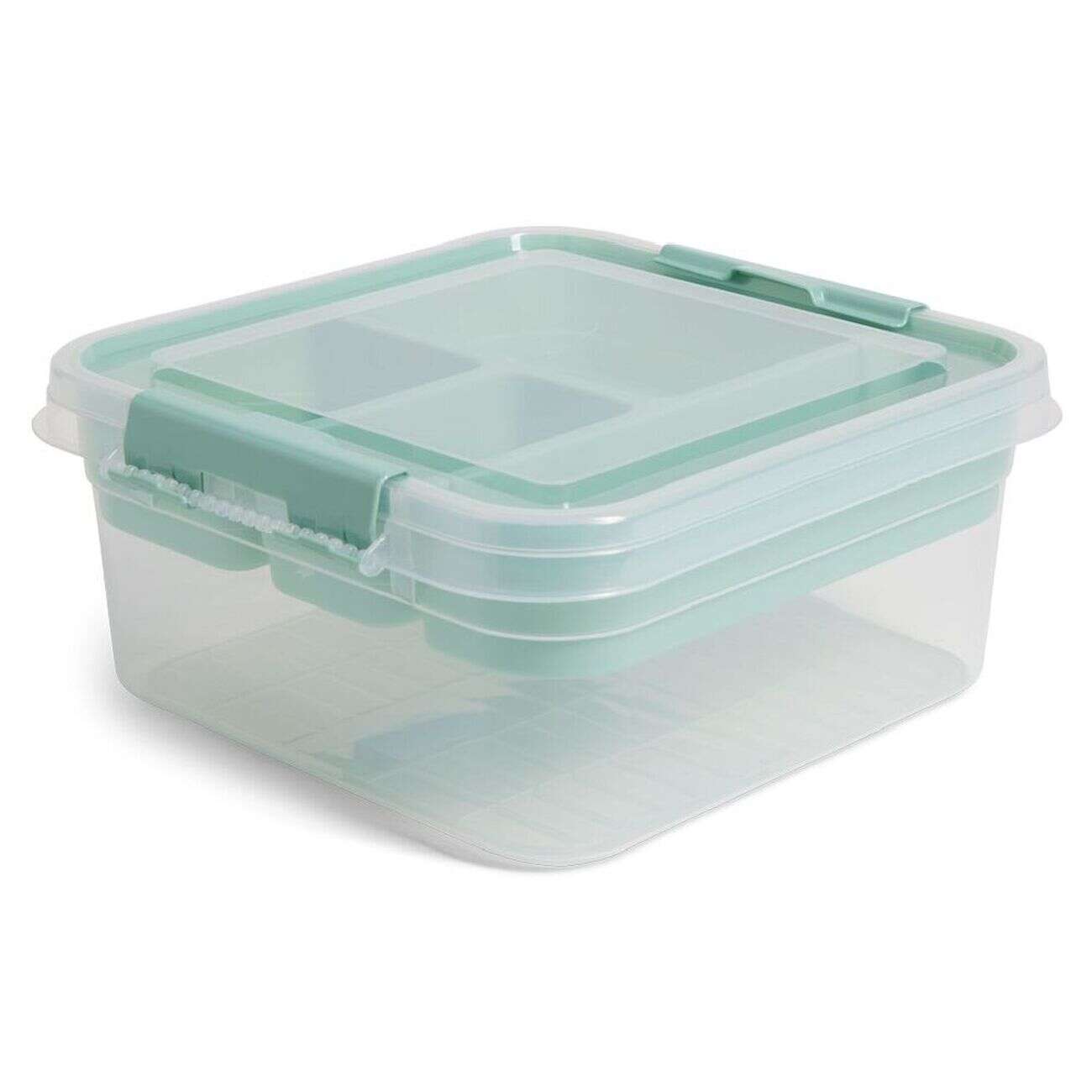 Boîte à compartiments 2 niveaux de rangement 26x25xH11cm