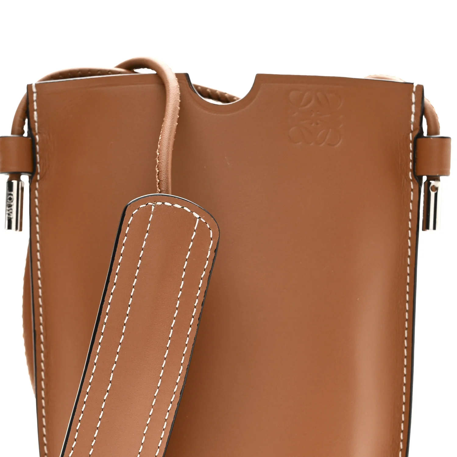 Smooth Calfskin Anagram Phone Pouch Tan
