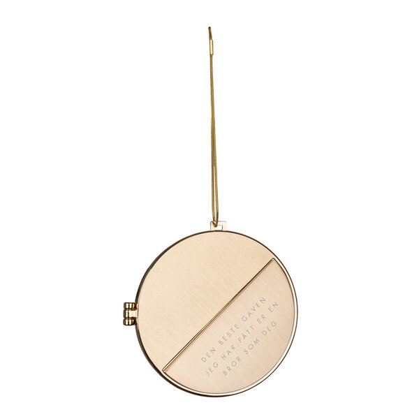 Julepynt medaljong m/fotoramme 7x7 cm bror gull