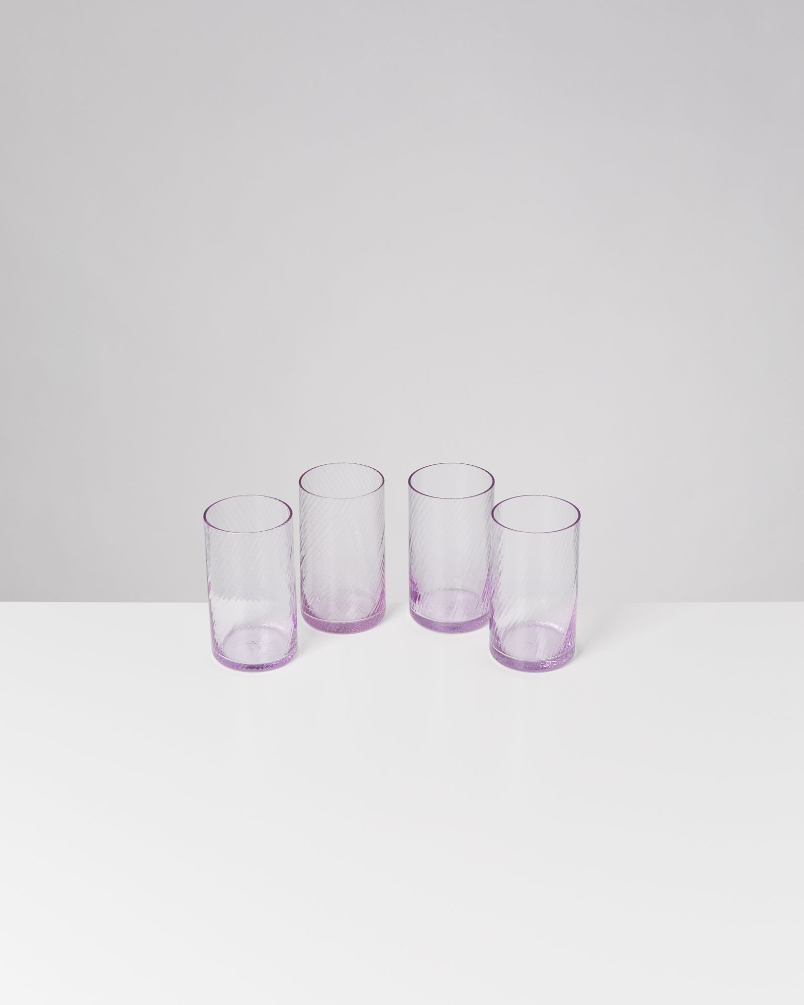 LEIRIA - SMALL GLASS RIFFLED PURPLE SET OF 4