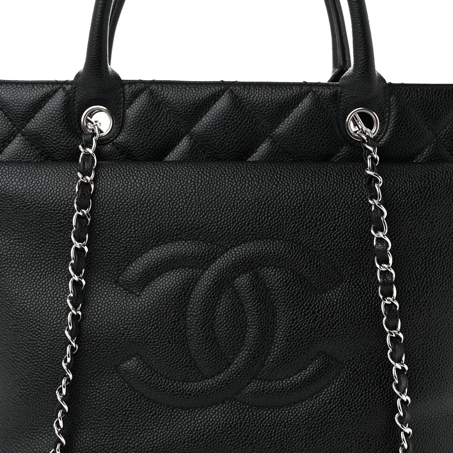 Soft Caviar CC Medium Top Handle Tote Black