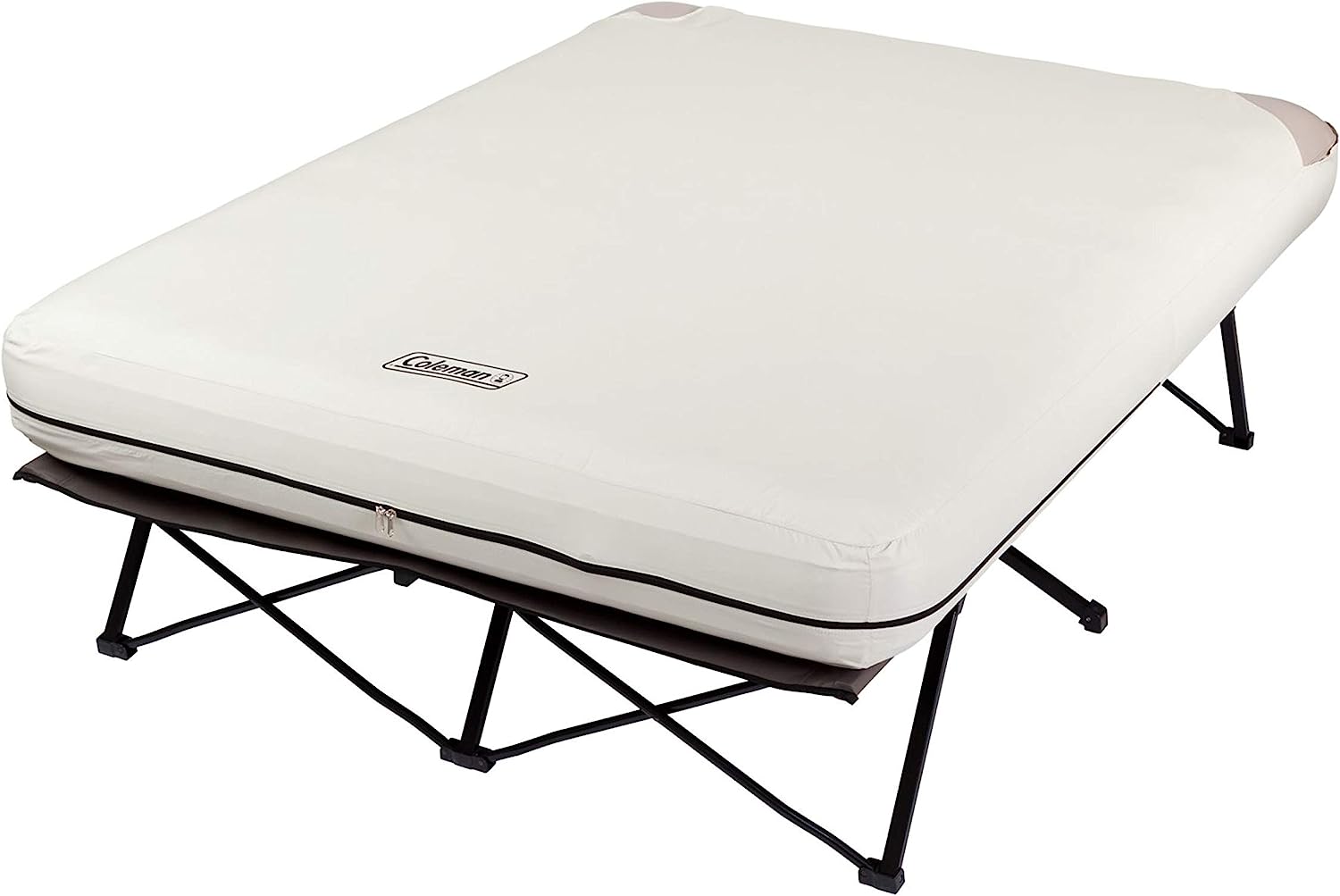 Lit de camp Coleman avec matelas gonflable et pompe intégrés, lit de camp pliant et matelas gonflable avec table d'appoint et pompe à piles