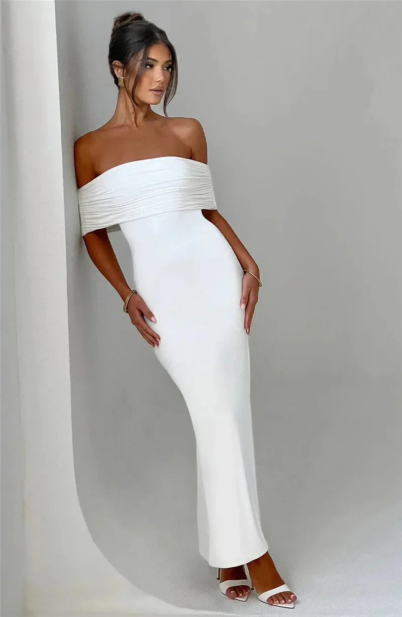 Robe maxi dos nu sans bretelles pour femmes