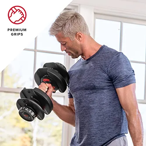 Paire d'haltères réglables Bowflex SelectTech 552, 2,3 à 23,8 kg, équipement de musculation compact pour la maison