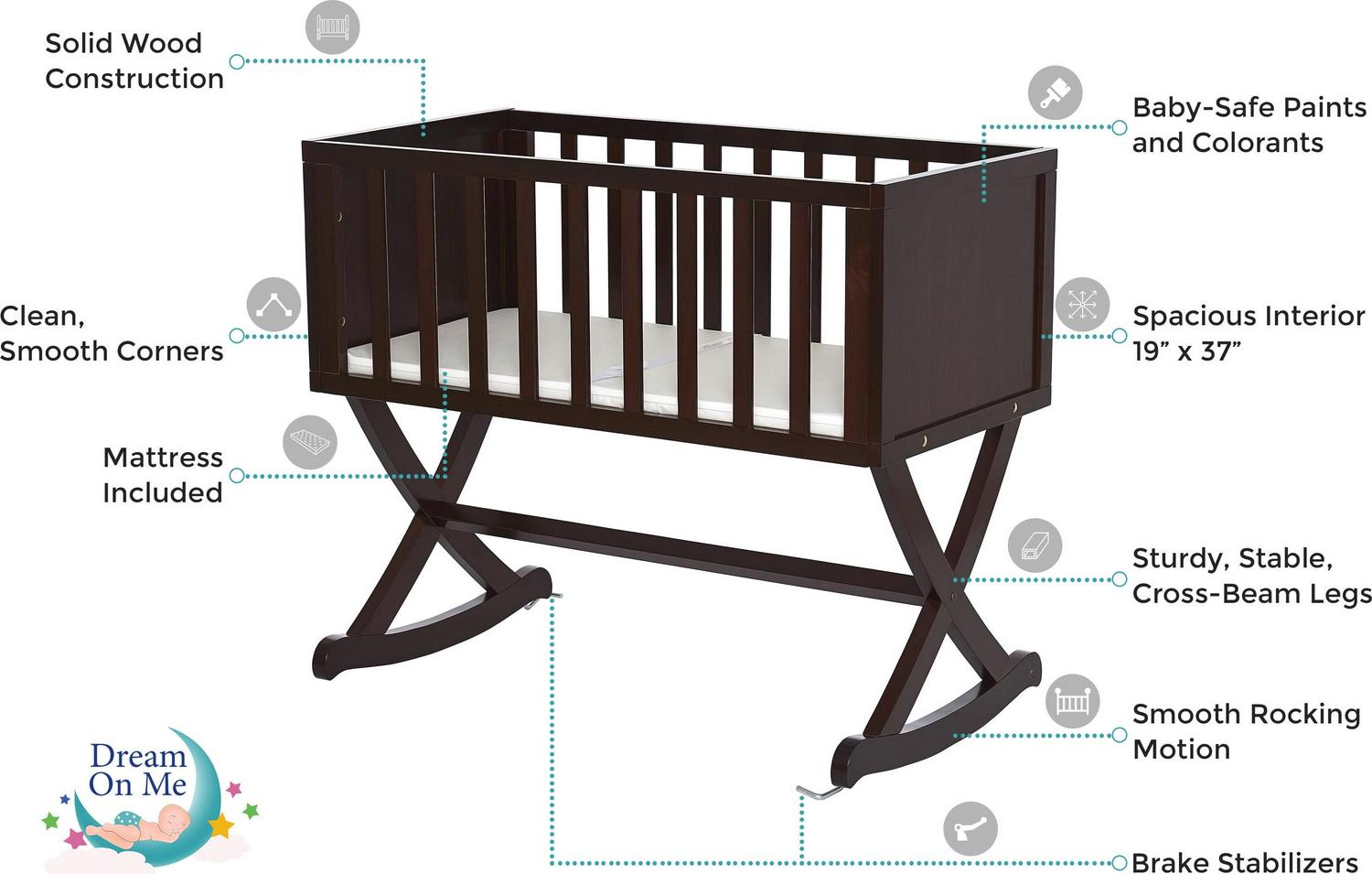Dream on Me Haven Cradle. Espresso
