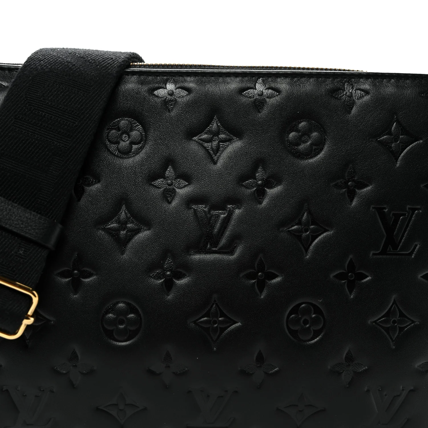 Lambskin Embossed Monogram Coussin PM Black