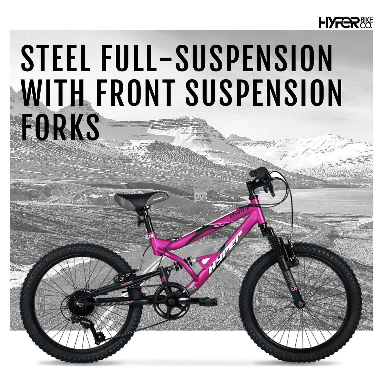 Hyper Bicycles 20 Girl's Swift Mountain Bike for Kids, Magenta