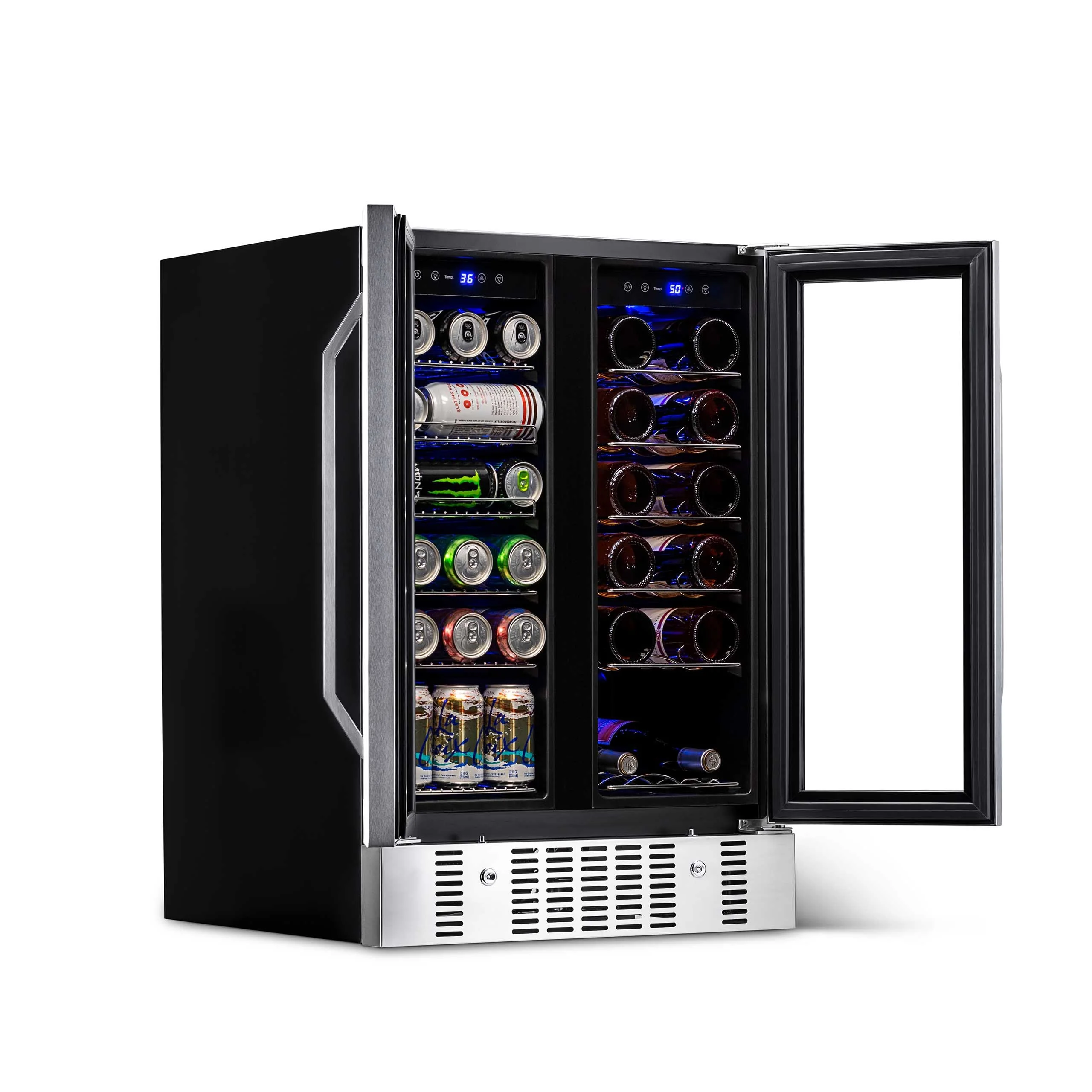 Newair 24” Dual Zone Wine and Beverage Fridge in Stainless Steel