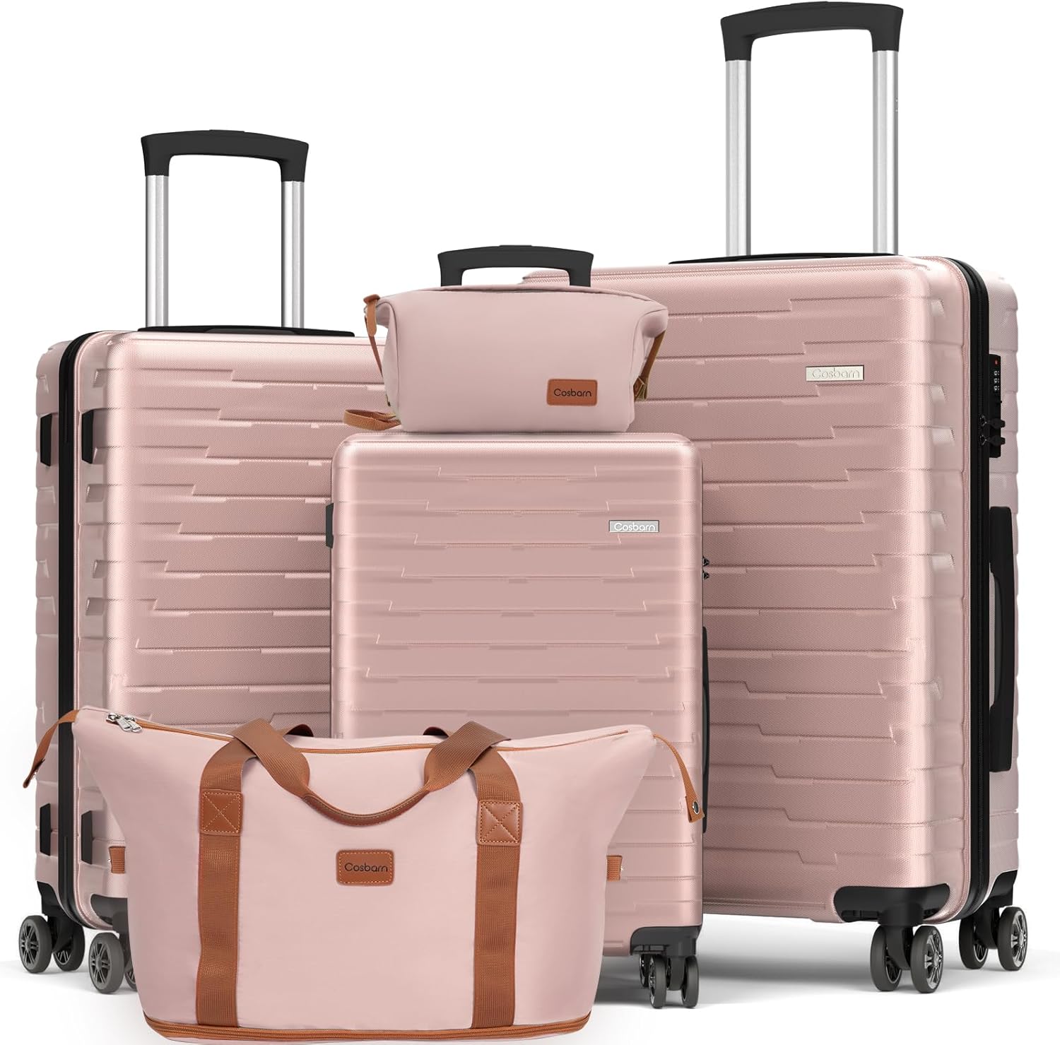 Ensemble de 5 valises à roulettes, valise rigide en ABS avec roulettes multidirectionnelles
