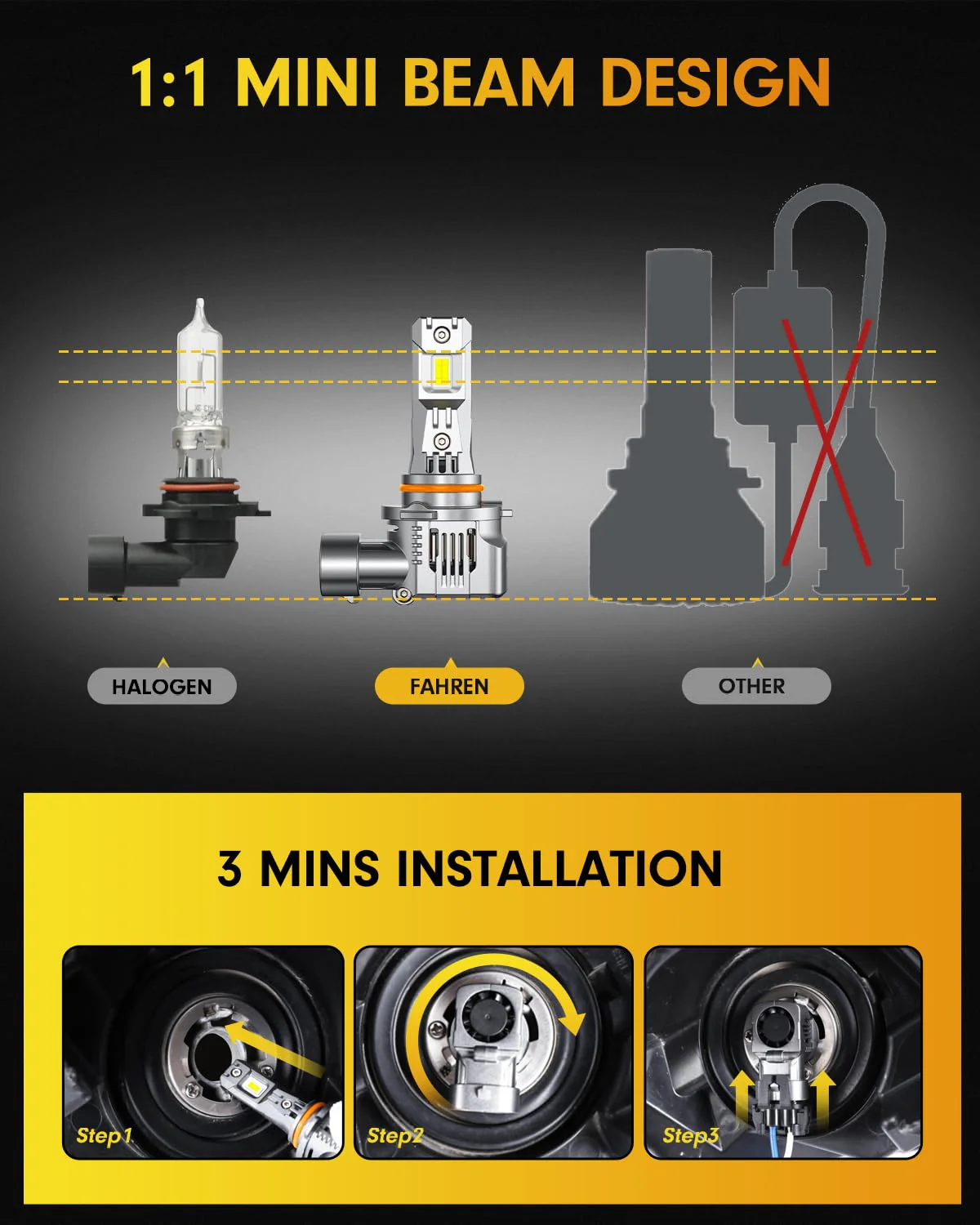 FAHREN 30000LM 800% Ultra Brightness 9005 Light Bulbs
