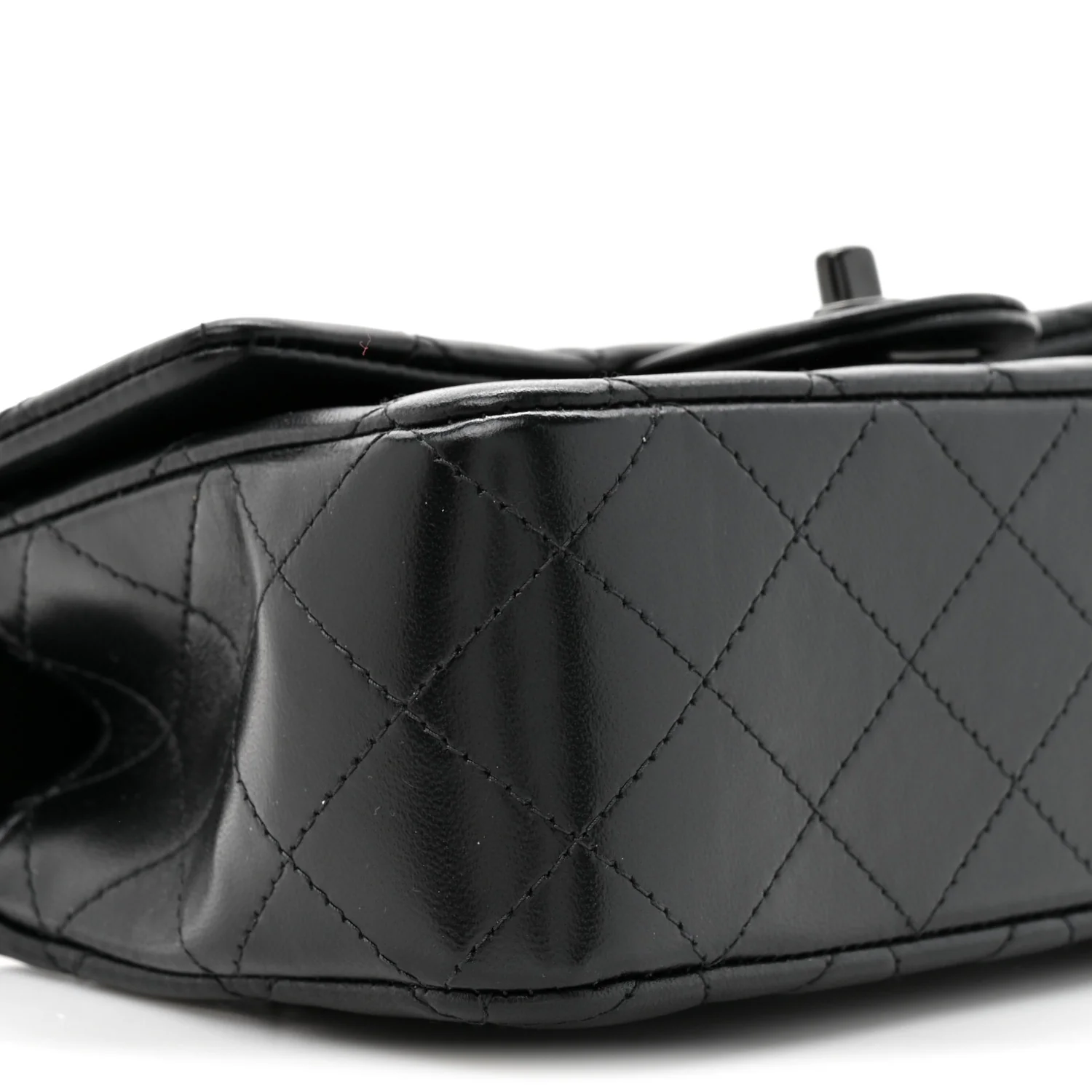Lambskin Quilted Mini Top Handle Rectangular Flap So Black