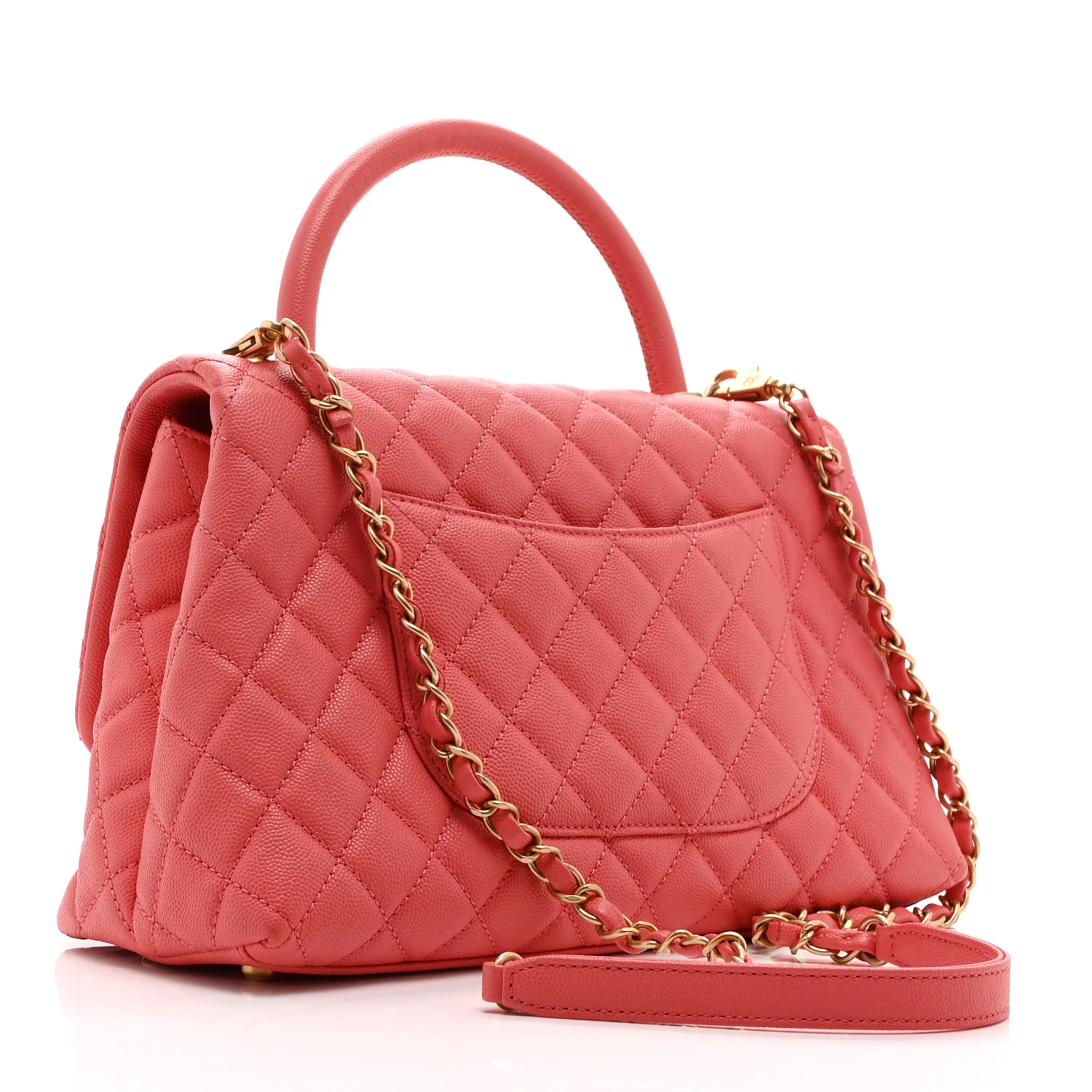 Caviar Quilted Small Coco Handle Flap Pink