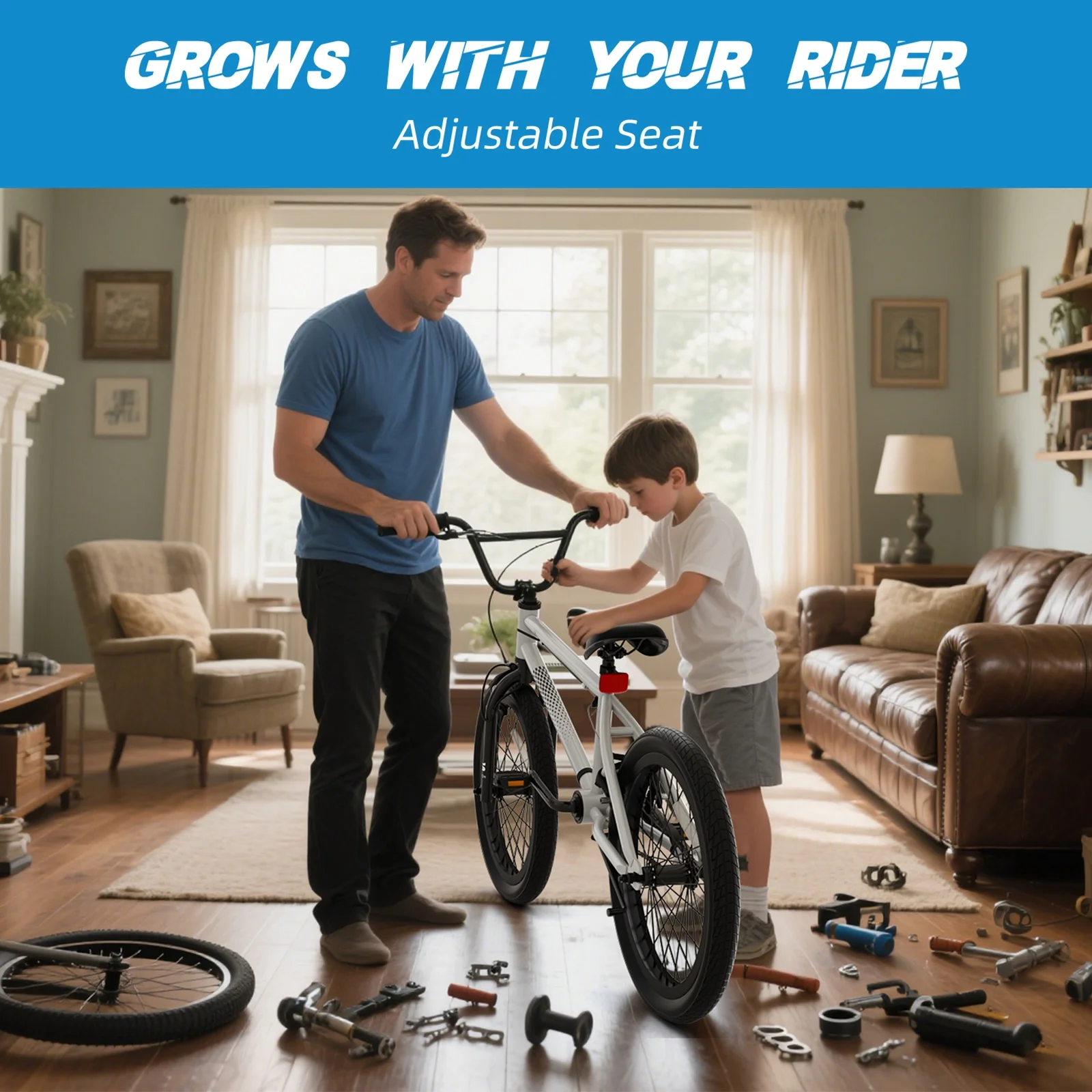 Freestyle Kids BMX Bikes 18 20 Inch Kids Bicycles for Years Old Boys Girls Teen with Adjustable Seat and Handbrake, for Kids 7 13 Beginner Level to Advanced Rider(White/18") Image 8