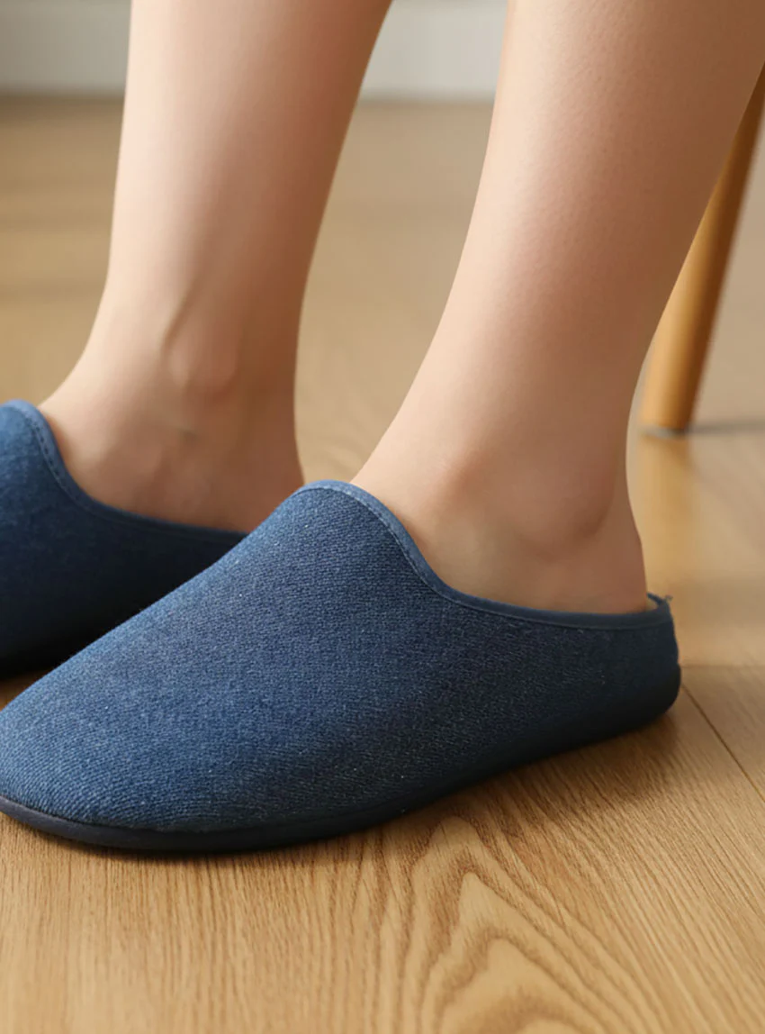 Chaussons d'été homme en coton bleu jean