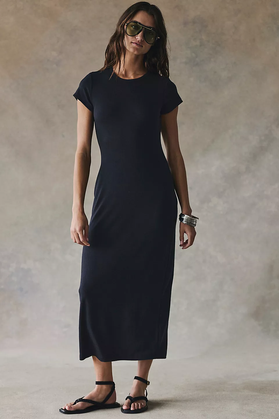 Good Feels Slim Midi Dress-Black