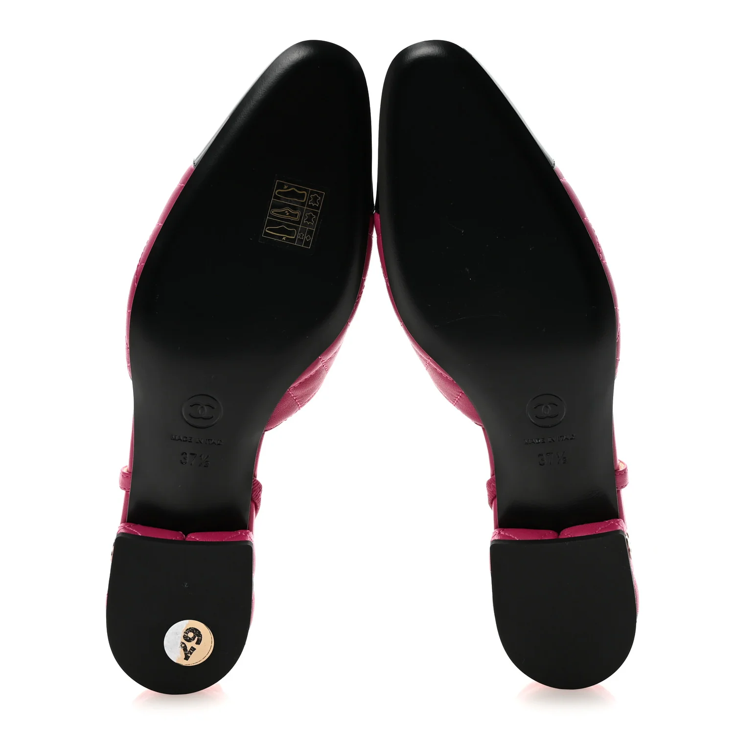 Lambskin Patent Cap Toe CC Slingback Flats 37.5 Fuchsia Black