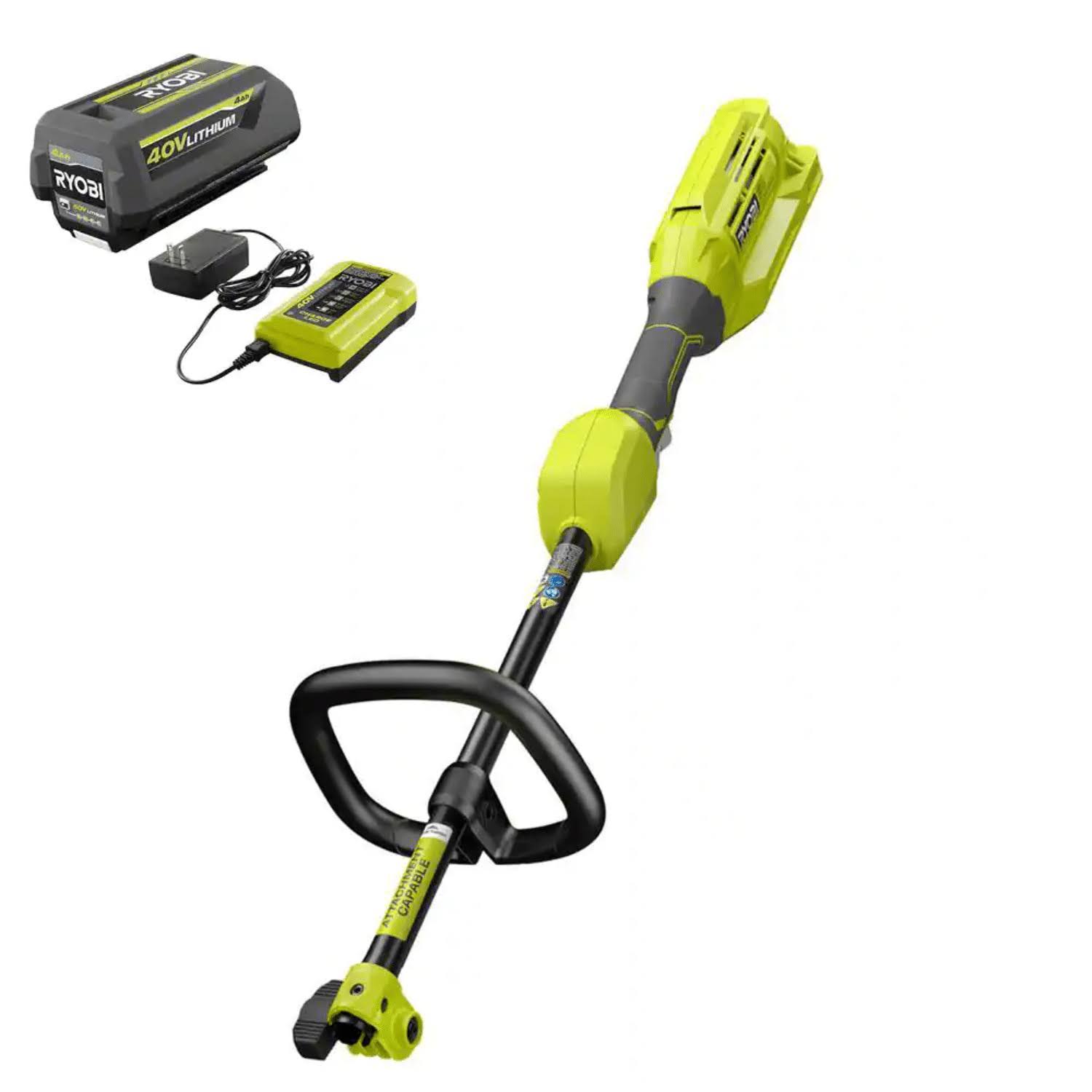 Ryobi RY40226 40V Expand-It Cordless Battery Attachment Capable Trimmer Power Head with 4.0 Ah Battery and Charger