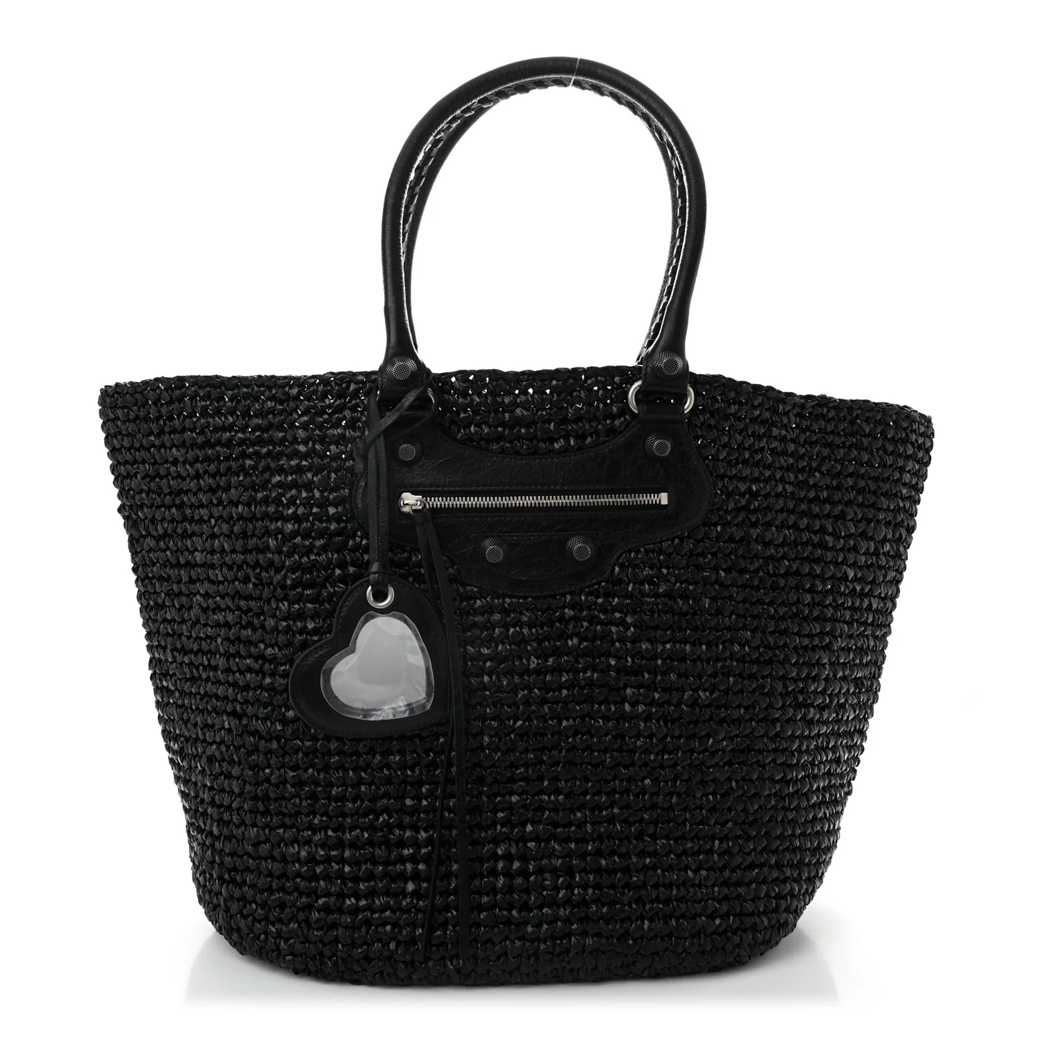 Raffia Woven Large Le Cagole Panier Tote Black