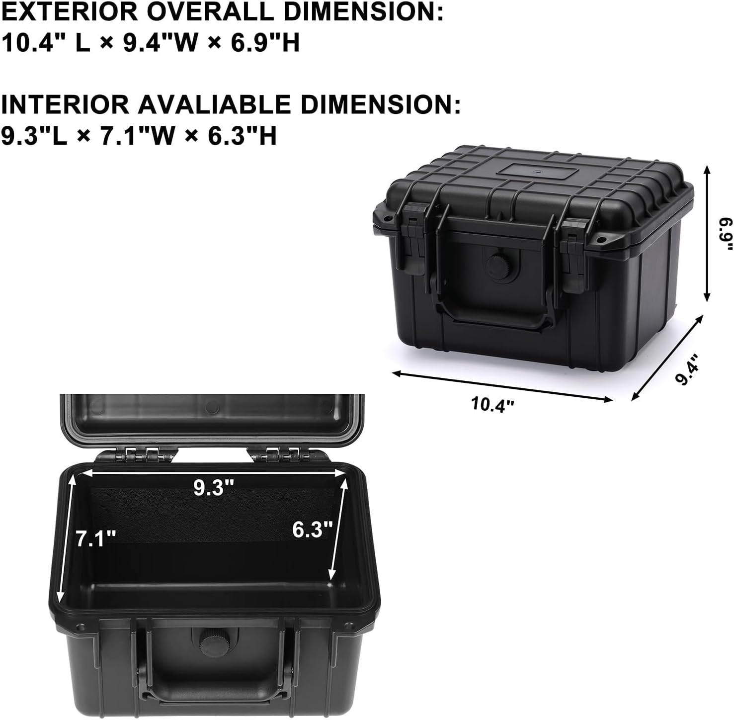 Mayouko Portable Tool Box with Shock-Proof Sponge, Water Proof Grade IP67, Waterproof Hard Case with Foam Insert, Handheld Gimbal Explosion-Proof Box, Waterproof Hard Case, 10.6 x 9.7 x 6.9 inches