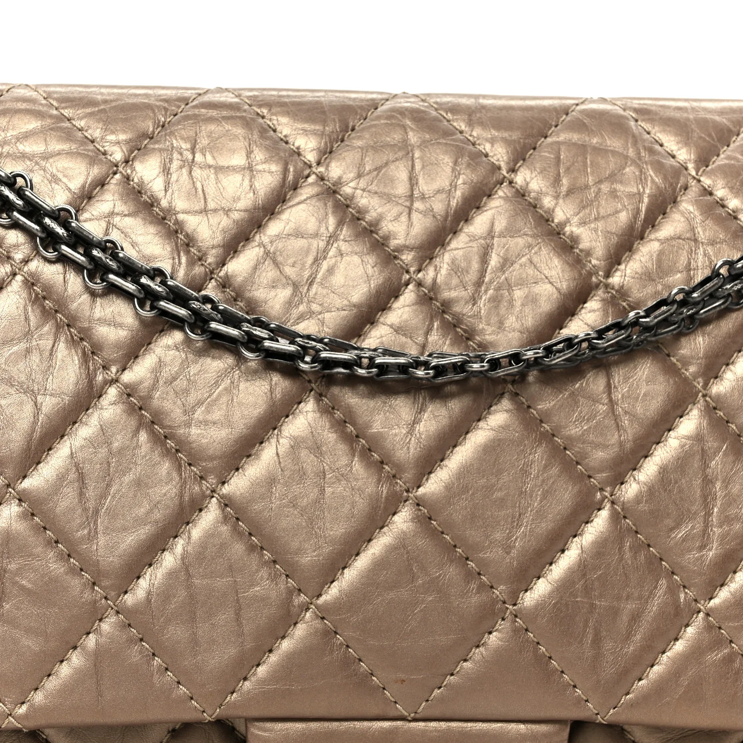 Metallic Aged Calfskin Quilted 2.55 Reissue 227 Flap Dark Gold