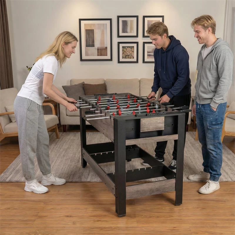 3-in-1 Multi Game Table, 49" Swivel Combo Game Table with Foosball, Pool & Table Tennis, Space-Saving Indoor Arcade Table for Family Game Room, Office