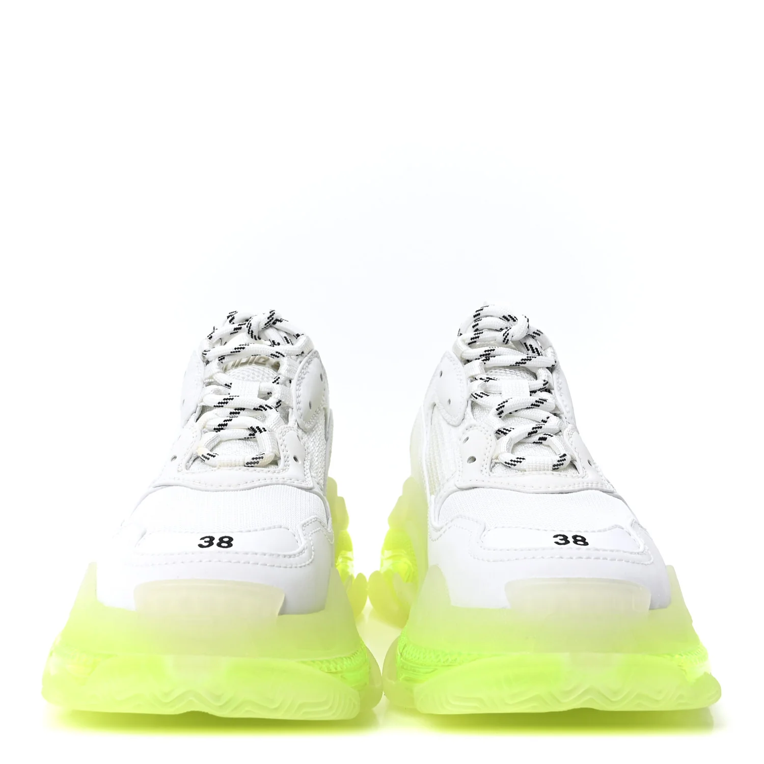 Fabric Mesh Clear Sole Fluo Womens Triple S Sneakers 38 White Fluo Yellow