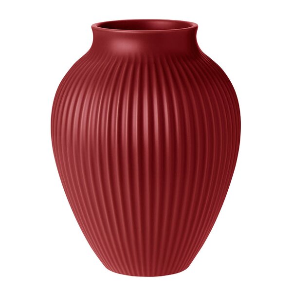 Knabstrup vase 27 cm ripple soft cherry red