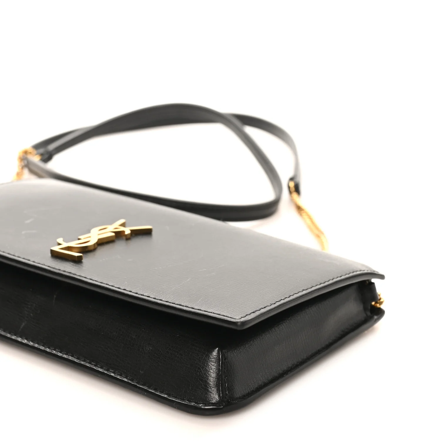 Smooth Calfskin Monogram Phone Holder Crossbody Black