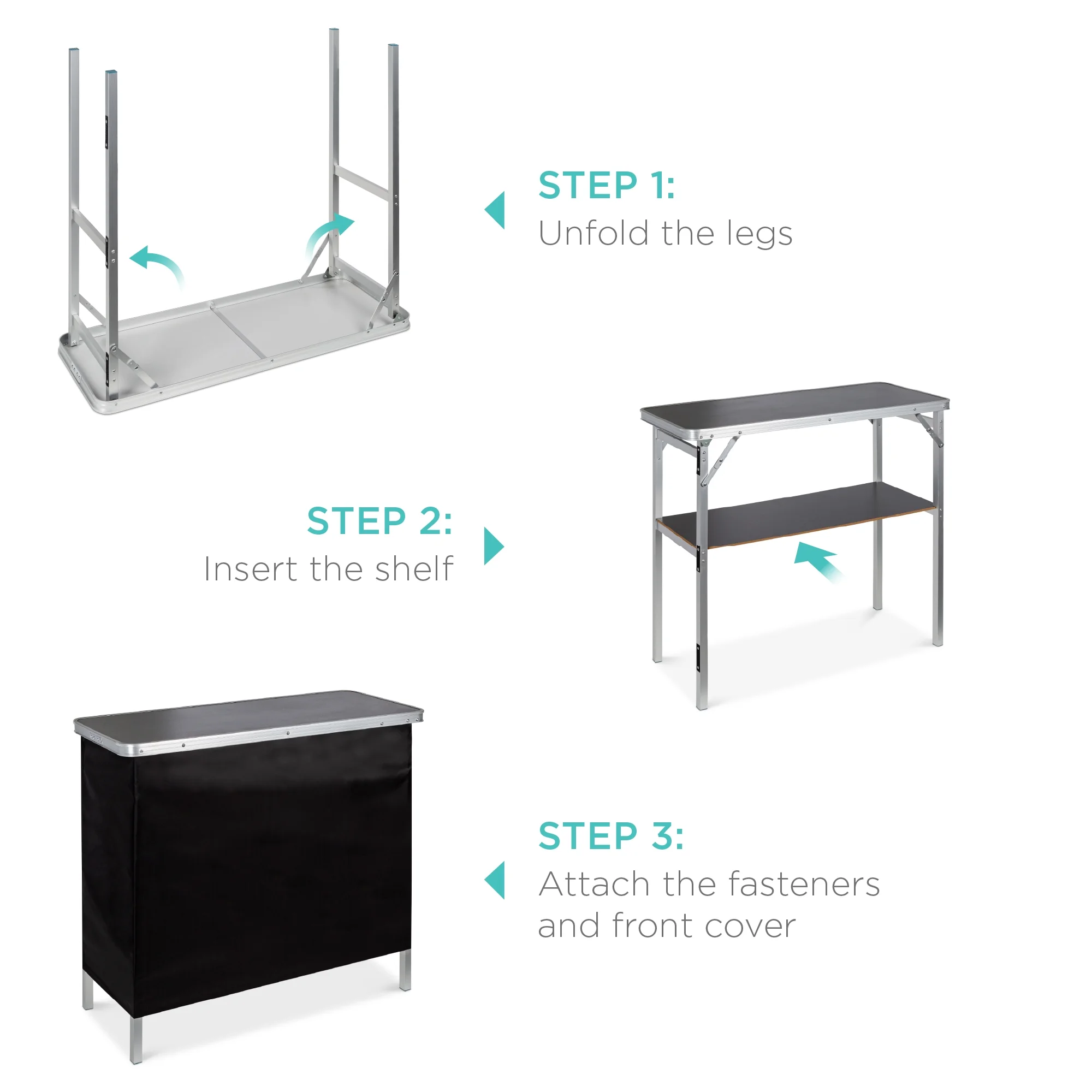 Portable Pop-Up Bar Table for Indoor/Outdoor, Party, Picnic w/ Carrying Case, Removable Skirt - Image 6