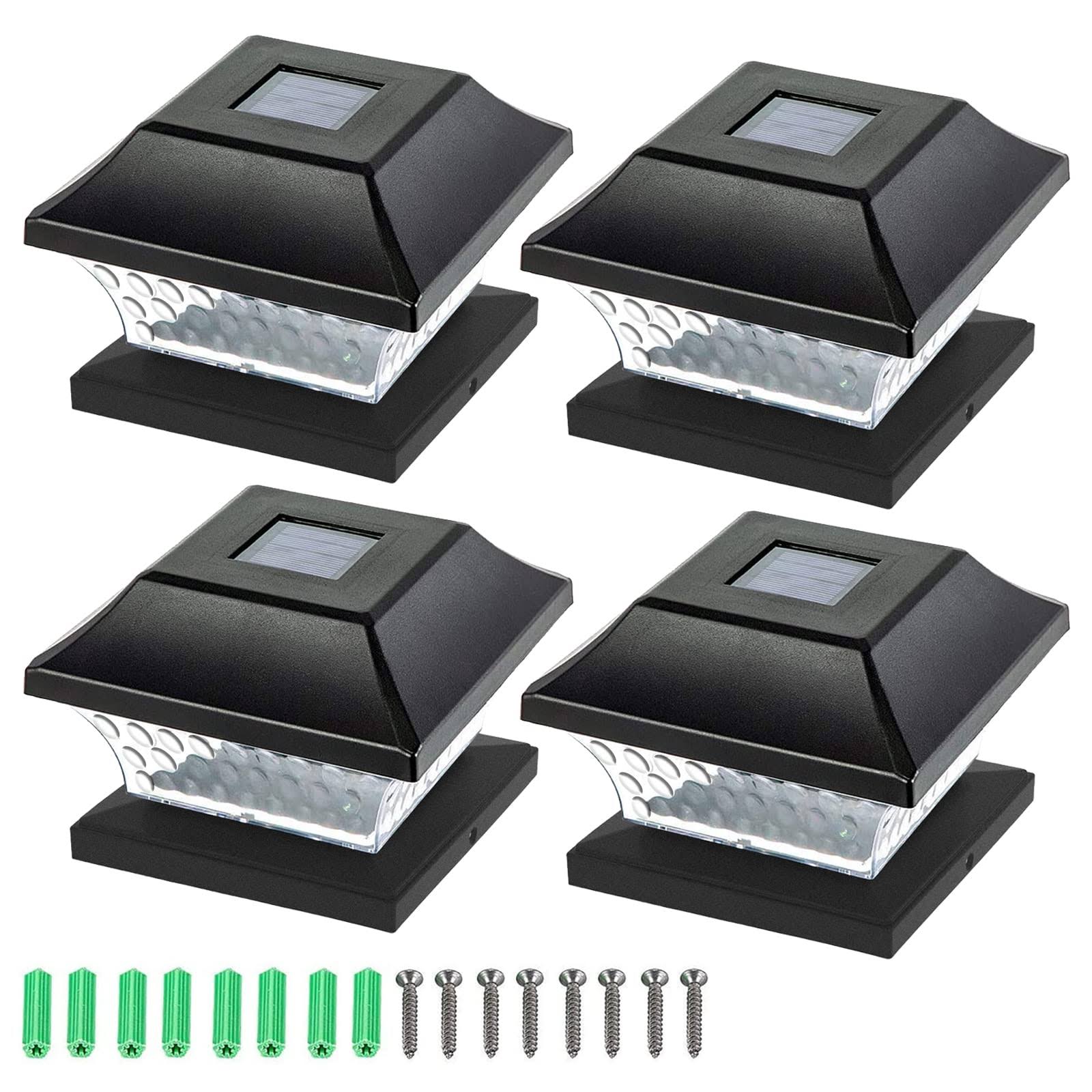 Sunwind Solar Post Cap Lights Outdoor- 4 Pack LED Fence Post Lights for Wooden Posts Warm White Waterproof for Deck, Patio or Garden