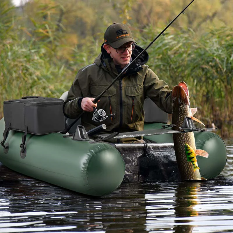 Inflatable Fishing Float Tube with 2 Large Storage Pockets, Angling Base, 20