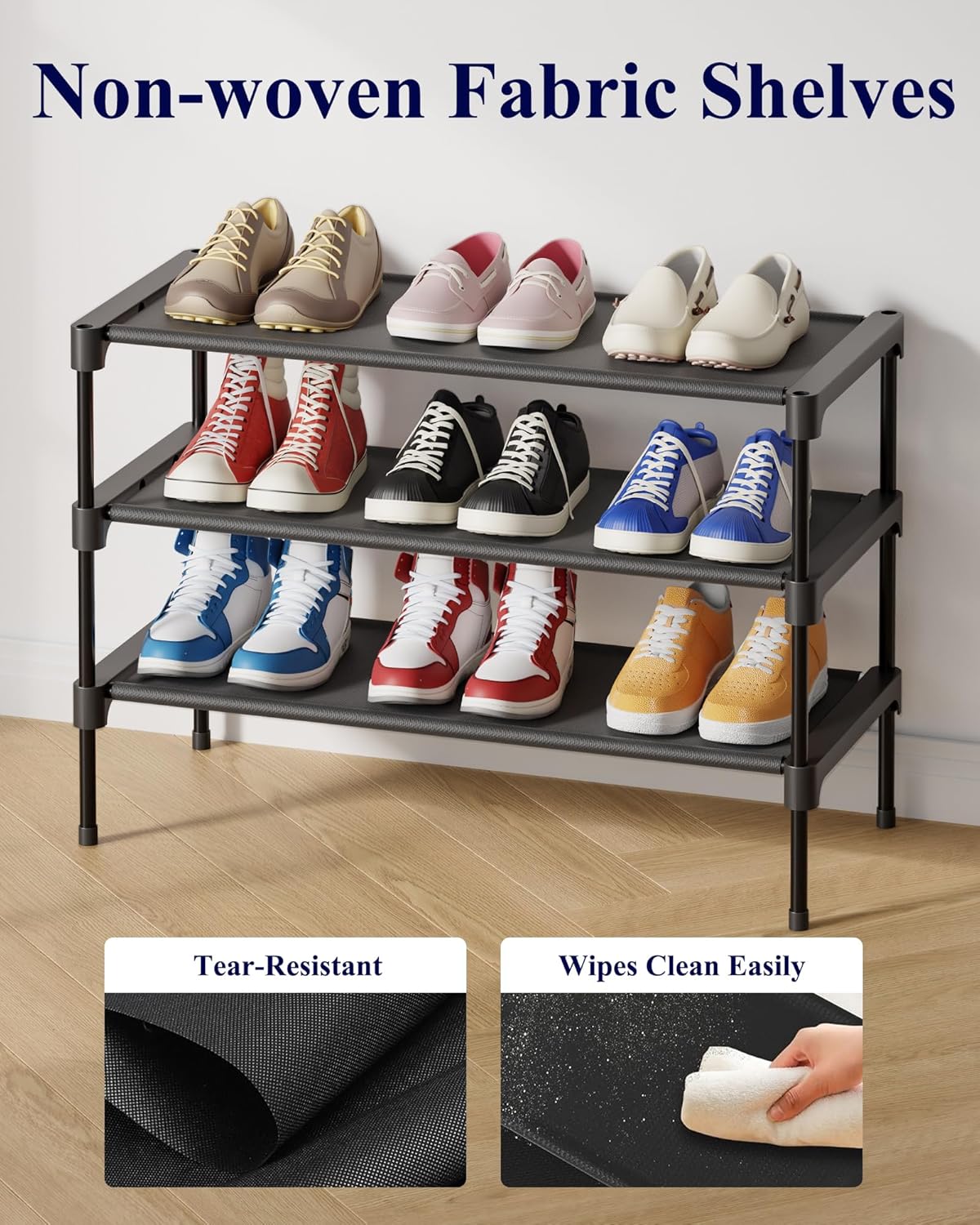 Kitsure Shoe Rack - Non-Woven Shoe Rack Shelf, 27.5