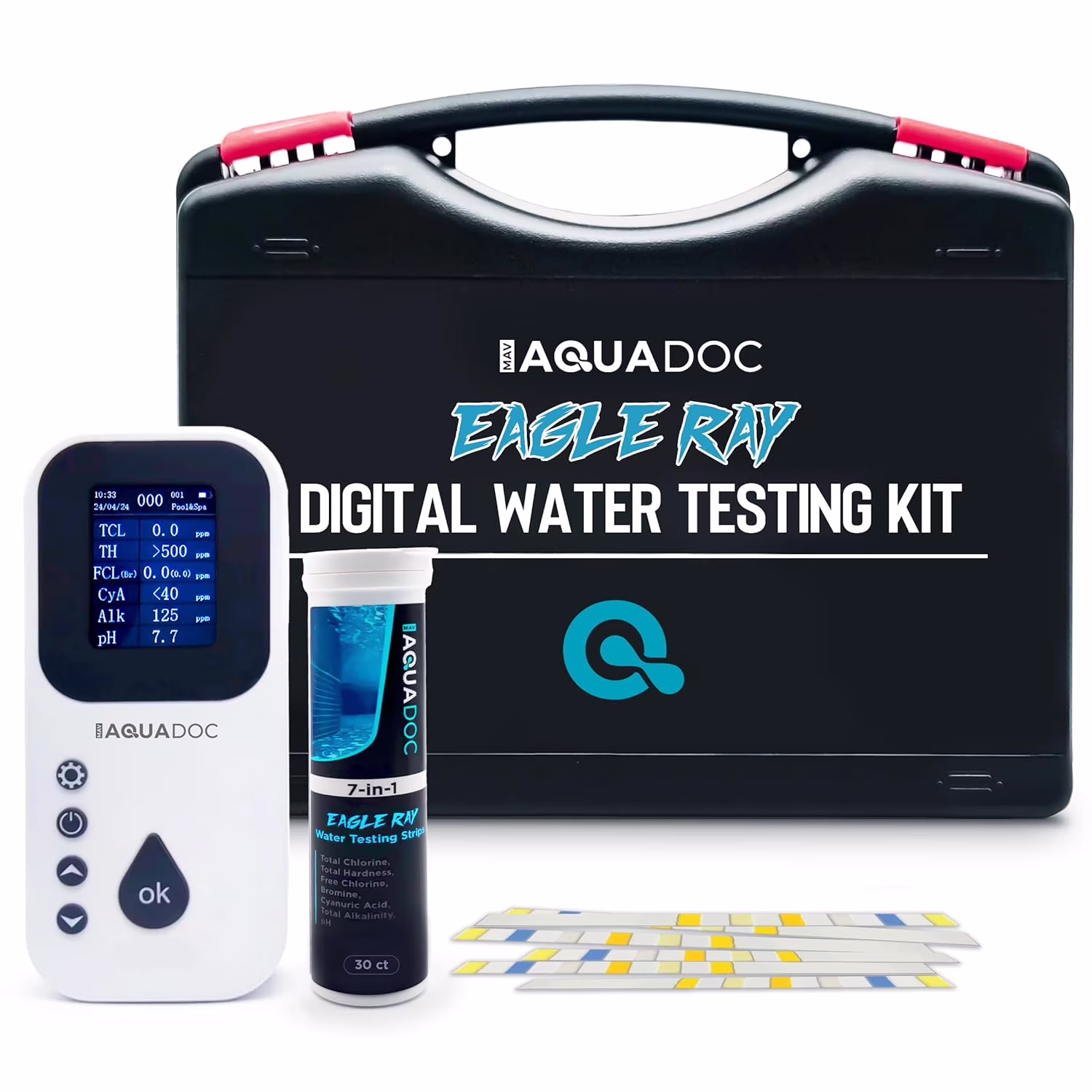 Digital Water Testing Kit Digital Hot Tub Water Tester for Pool Digital Chlorine Tester for Pool by with Water Analyzer and Test Strips