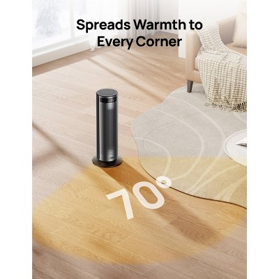 DREO 1500W Solaris Plus 20" Portable Oscillating Ceramic Space Heater for Home with Remote and Thermostat 12H Timer Silver