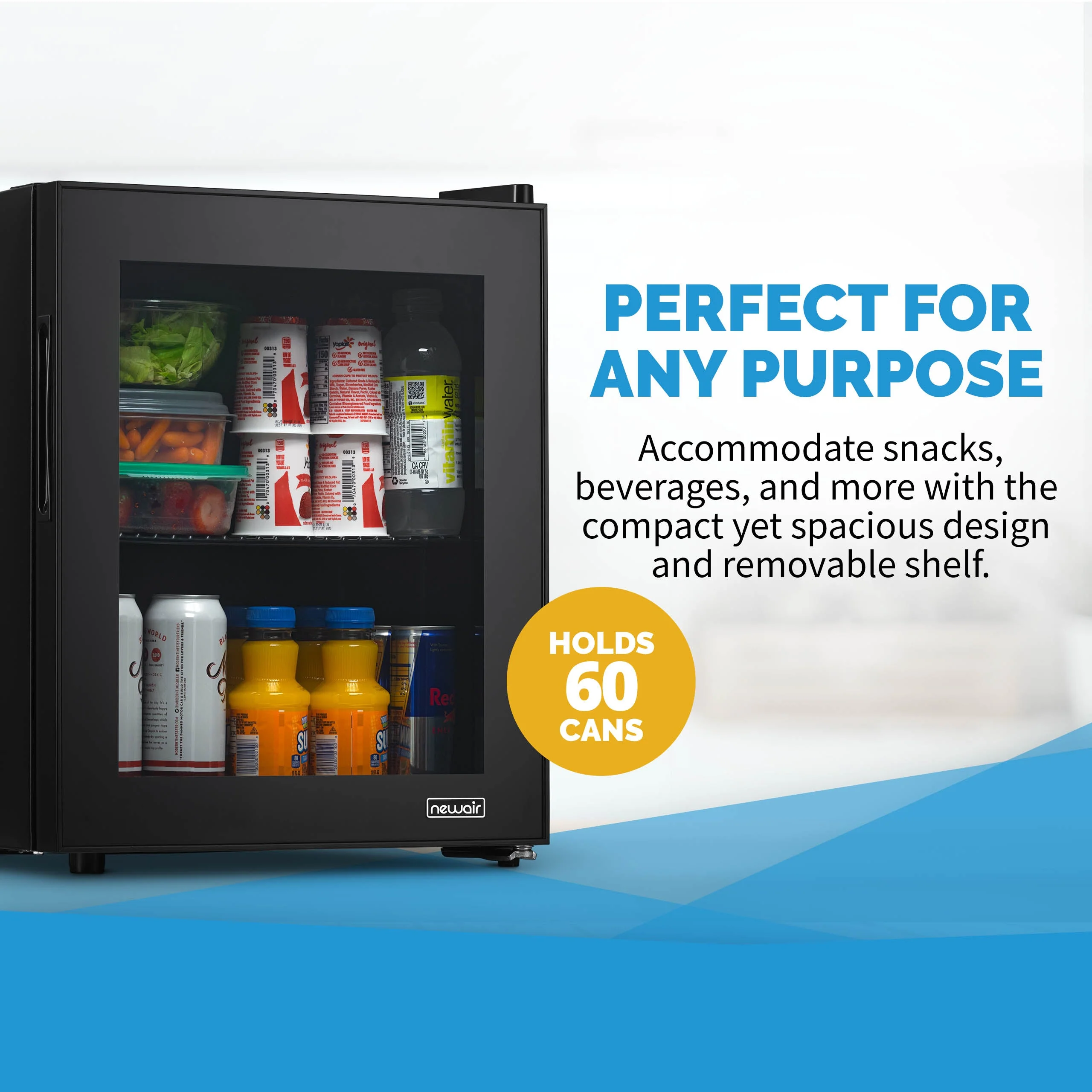 Newair 60-Can Freestanding Black Beverage Fridge - 16.75
