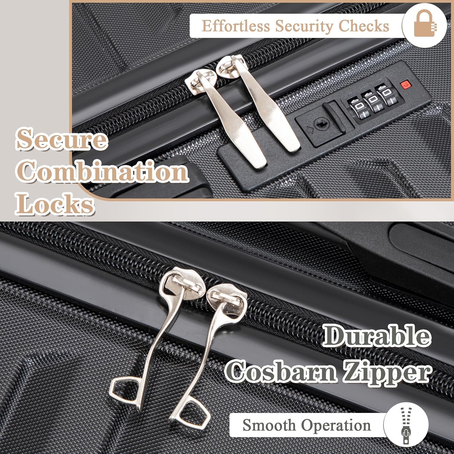 Ensemble de 5 valises à roulettes, valise rigide en ABS avec roulettes multidirectionnelles